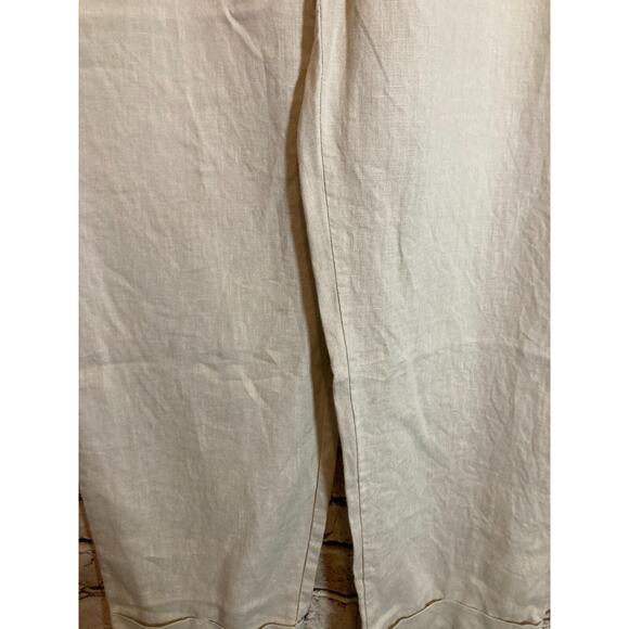 Ellen Tracy Linen Pants Womens Large Tan Relaxed Beachy Lagom Neutral Drawstring - Picture 6 of 16